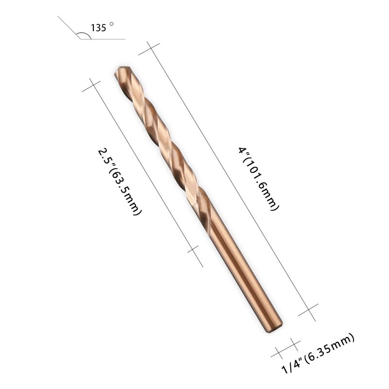 LU&MN 1/4" M35 Cobalt HSS Jobber Length Twist Drill Bit with Straight Shank,Heavy Duty, Pack of 10 PCS, Drilling for Cast Iron, Heat-Treated Steel, Stainless Steel and Other Hard Materials by LU&MN - Image 2